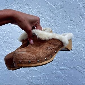 UGG Tan Shearling Lined Clogs